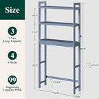 Smiry Over The Toilet Storage Cabinet, 3-Tier Bamboo Bathroom Organizers with Adjustable Shelf & 4 Hooks, Space Saving Shelf Rack for Bathrooms, Laundry Room, Balcony, Grey