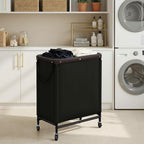 StorageWorks 2 Section Laundry Hamper, Rolling Laundry Cart with Wheels and Handles, Laundry Room Double Sorter for Organizer and Storage, 26.4 Gal(100L), Black