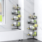 Corner Shower Caddy Standing: 4-tier Rustproof Shower Organizer Shelf - Floor Shower Corner Shelf Rack Stand for Bathroom Black