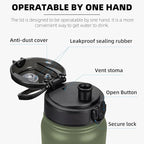 Fanhaw 32 oz Insulated Stainless Steel Water Bottle with Anti-Dust Chug Lid, Leakproof Vacuum Sports Bottle for Men & Women (Olive Green)