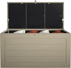 Cosco Outdoor Living 180 Gallon Patio Storage Box, Extra Large, Lockable Lid, Weather-Resistant, Tan/Brown