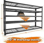 Storage Shelves Heavy Duty, 2 PCS 60" L x 24" W x 78" H Garage Wire Shelving Unit Loads 3300LBS, 5-tier Adjustable Metal Industrial Utility Shelf Rack for Kitchen, Laundry Room, Warehouse, Basement