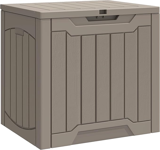 YITAHOME Outdoor Resin Storage Box 31 Gal, Water-resistant Patio Deck Box Outdoor Storage Box for Pillows, Garden Equipment, Securely Lockable, Light Brown