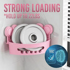TAILI Suction Corner Shower Caddy, Bathroom Shelf Storage Basket Wall Mounted Organizer for Shampoo, Conditioner, Plastic Rack for Kitchen and Bathroom, Drill-Free Removable (2 Pack)-PINK