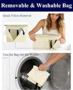 Kitsure Laundry Basket 95L – Large Laundry Hamper with Lid, 2-Compartment Divided Clothes Sorter with Removable Hamper Bags, Beige Organizer for Laundry Room, Bathroom & Bedroom, 22.2" x 16" x 27.4"