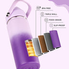 18oz Insulated Stainless Steel Water Bottle, Wide Mouth Double Wall Vacuum, Silicone Straw, Sweat & Leak Proof, BPA Free Insulated Water Flask for Travel, Purple Gradient