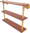 Allied Brass P-490-22-TWS-SGL Pipeline Collection 22 Inch Ironwood Triple Shelf, Spanish Gold