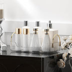 YCIA&DONE Bathroom Organizer Countertop, Makeup Storage, Skincare Cosmetic Tray Shelf, Perfume Holder Rack for Vanity Counter, Large Capacity, Easy to Install, Clean, 1 Tier, Clear White