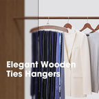 Tie Rack Tie Hanger 24 Hooks Wooden, Tank Top Hanger,Belt Organizer for Closet,with Upgraded 360°Rotating, Belts Scarves Accessories for Bras,Tank Tops,Camisoles…