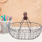 Farmhouse Wire Egg Basket Vintage Style Metal Egg Collecting Basket, Eggs Container Holder for Countertop, Storage for Fresh Eggs, Fruit, Snacks, Party Gathering
