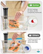 Syntus Vacuum Sealer Bags for Food, 10 Pcs Medium Size 10" x 13.8" Food Storage Bags for Sous Vide Cooking Microwave Heating, Air Valve Zipper Bags & Zip Clips