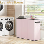 180L Laundry Hamper 3 Section, Large Laundry Basket with Lid, Laundry Basket Organizer with Handles, Pink Divided Laundry Baskets, Clothes Hampers for Nursery, Bedroom, Bathroom