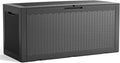 100 Gallon Outdoor Storage Box,Large Waterproof Resin Deck Box,Lockable Storage Container with Reinforced Support for Patio Cushions,Garden Tools,UV-Resistant(Black,100Gallon)