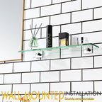 KOKOSIRI Bathroom Shelves Wall Mounted 20-Inch Floating Glass Shelf Kitchen Hanging Rack for Shower Storage Decor, Polished Stainless Steel B1107CH-L20