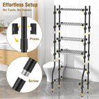 EAGMAK 4 Tier Over The Toilet Storage Rack, Bathroom Organizers and Storage Over Toilet with Adjustable Shelf and Basket, Above Toilet Storage Bathroom Cabinet for Small Space (Black)