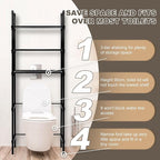 Black 3-Tier Bathroom Organizer - Freestanding Above Toilet Storage Rack, Space Saver for Home Bathroom