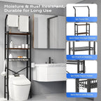 Over-The-Toilet Storage Rack, 3-Tier Bathroom Organizer Shelf Over Toilet with Adjustable Shelf and Basket, Freestanding Space Saver Bathroom Shelves Above Toilet for Room