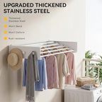 Extra Wide 42.52" Laundry Drying Rack Wall Mount - Retractable Clothes Drying Rack with 6 Hooks & 6 Knobs, Heavy Duty 60LBS Metal Airer, Large Foldable Wall Hanger for Indoor