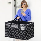 HomeHacks Heavy Duty Moving Bags with Tag Pockets, Collapsible Storage Totes for Moving, Camping & Travel -Foldable Packing Boxes, Zipper Handles, Black（2 Packs, 88L）