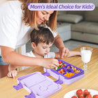 Bento Lunch Box for Kids, 6 Compartments BPA Free, Dishwasher Safe Back to School Snack Bento Lunch Containers Boxes, Ideal Portion Sizes for On-the-Go Meal, Ages 3+, School, Purple Patterned