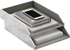 Leather Letter Tray, Thipoten Stackable Desk Organizer Holder for Office Supplies, Paper, File, Magazine, Perfect Office Organization for Desktop (White)