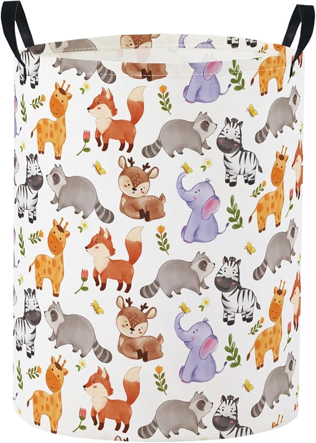 Baby Laundry Basket Baby Nursery Hamper Kids Laundry Basket Toy Storage Bin for Boys Room Decor Gift Baskets for Bedroom Bathroom(Animal)