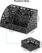 EasyPAG Desk Organizer and Pen Holder for Desk, Mesh Office Supplies Storage Caddy with Drawer for Small Space, Desktop Organizer for Home Office, Black