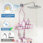 Shower Caddy, Upgraded Extended Length Shower Caddy Over Showerhead No Blocking to Shower Head, Rustproof Shower Organizer with Hooks Shampoo Soap Holder, Bathroom Large Hanging Shower Caddy