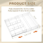 Acrylic Drawer Organizer Clear Desk Drawer Organizer Trays with Adjustable Compartments Desk Accessories for Office Stationery Makeup Silverware Bathroom(Expandable)