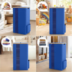 BlissTotes 100L Bamboo Laundry Hamper with Lid, Breathable Mesh Bag & Window, Portable, Moisture Resistant, Blue