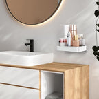 Z metnal Small Glass Bathroom Shelves, White Floating Wall Shelf, Mini Wall Mounted (White Clear Glass, 8 inch/20cm)