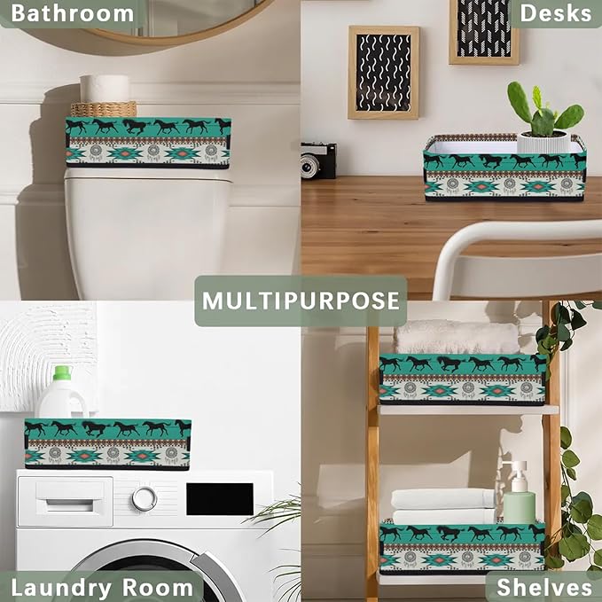 Bathroom Decor & Storage Basket Polyester Collapsible Toilet Paper Holder, Multi-Scenario Organizer for Kitchen, Closet, Farmhouse (14.3x7.1x4.4in, Foldable & Durable)