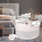 Extra Large Laundry Basket 22" X 22"X 14" XXXL Cotton Rope Woven Basket for Blankets Storage Basket with Handles for Living Room (Beige)