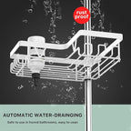 KEGII Corner Shower Caddy Tension Pole - 4-Tier Rustproof Bathroom Organizer, Floor to Ceiling Shower Caddy 25-114.2 inch, No Drilling Shower Storage Rack for Shampoo, Towels (Matte White) | Rustproof, Bathroom Organizer, Shower Storage Rack, for Shamp...