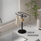 Hand Towel Holder Stand,S-Shaped Free-Standing Towel Rack Black SUS304 Stainless Steel Towel Bar Rack Stand Stand Hand Towel Rack Standing Towel Bar for Bathroom Kitchen Vanity Countertop