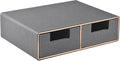 Linen Leather Desk Organizer with Drawers－Mini Desktop Drawer Organizer Stackable－Multifunctional Tabletop Organization Storage Box for Office Supplies Home Vanity Toiletries (Grey, 2-drawers)