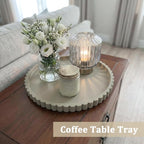 Silicone Bathroom Vanity Tray, Modern Round Decorative Tray for Countertop, Waterproof & Unbreakable Cosmetic Perfume Organizer, Extra-Thick & Sturdy, Easy to Clean Candle Tray (Khaki, 10 inch)