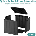 30 Gallon Waterproof Resin Deck Box, UV Resistant Outdoor Storage for Garden, Patio, Porch, Delivery,Striped Black