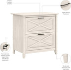 Bush Home Key West 2 Drawer Lateral File Cabinet in Linen White Oak, Document Storage for Home Office, Accent Chest with Drawers