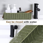 Small Resin Wicker Basket: Waterproof Sage Green Vanity Organizer 2-Pack for Modern Minimalist Decor