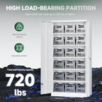 Letaya Metal Storage Cabinets with Lock Door,Steel Locker Garage Cabinets 5 Adjustable Shelves for Home,Office, Warehouse(White)