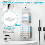 Towel Rack for Bathroom, Wall Mounted Vertical Rolled Towel Storage Organizer Holder with Shelf, Holds Up 6 Large Bath Sheets, White