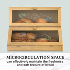Bamboo Bread Box for Kitchen Countertop, Double Layer Large Bread Storage Container for Homemade Bread with Window & Lid, Bread Keeper Holder,Wood Color