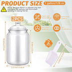 mwellewm 2 Pc Candy Jar with Lids 1 Gallon Large Candy Containers with Spoon Clear Plastic Cookie Dispenser Airtight Apothecary Storage Organization Snack Buffet Bar Dish for Wedding Home Classroom