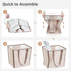 STORAGE MANIAC Collapsible Laundry Basket, 16.9 Gal. Large Pop-up Laundry Hamper with Long Carry Handles, Space-Saving Foldable Clothes Hamper with Bottom Elastic Band, Travel Laundry Bags, Oat Beige