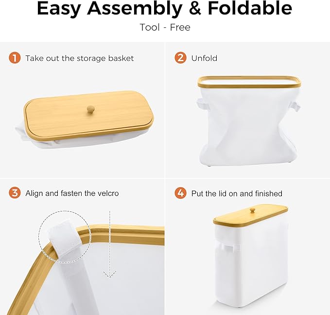 MinBoo Toilet Paper Basket, Storage with Lid, Toilet Paper Organizer for Bathroom, Free Standing Toilet Paper Holder with Storage,White