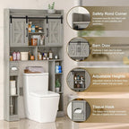 Vabches Farmhouse Storage Cabinet Over Toilet with Sliding Doors，Over The Toilet Storage Cabinet, Home Space-Saving Toilet Rack, for Bathroom, Restroom, Laundry