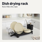 Amazon Basics Stainless Steel Dish Drying Rack, 15.2 x 11.6 x 4 in., Black