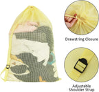Mesh Laundry Bags with Adjustable Shoulder Strap, 24" x 36" Heavy Duty Nylon, Drawstring Closure, 3-Pack, Mixed Colors