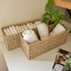 StorageWorks Toilet Tank Basket for Bathroom, Seagrass Storage Baskets for Toilet Tank Top, 2-Pack